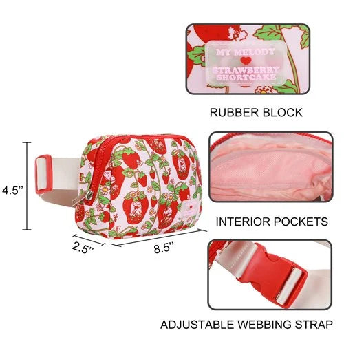 Bioworld Hello Kitty and Friends My Melody Strawberry Shortcake All Over Print Fanny Pack